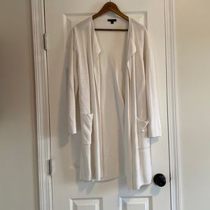 Jcrew white linen blend long cardigan